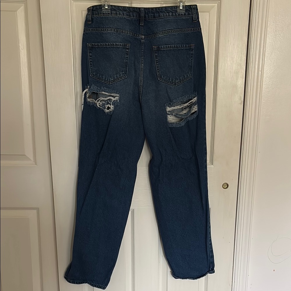 Fashion Nova Distressed Blue Jeans - Picture 3 of 3